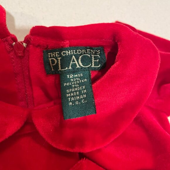 VTG 90s Childrens Place Red Velvet Christmas Dress w/ Peter Pan Collar Sz 12 Mos - Picture 8 of 13